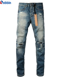 Jeans Negros Ajustados para Hombre, Estilo Casual, Desgastados, Cintura Media, 100% Algodón, Pierna Recta, Tallas Grandes - Product Image 5