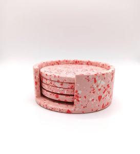 Ensemble de sous-verres en résine de qualité supérieure, sous-verres en pierre naturelle terrazzo, sous-verres en résine avec incrustation de pierre, ensemble de 4 pièces - Product Image 6