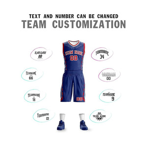Conjunto de Uniforme de Baloncesto Personalizado Azul y Rojo con Nombre del Equipo 00, Sublimado, Malla Transpirable, Sin Mangas, Unisex, para Verano - Product Image 3