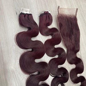 Cabello humano vietnamita premium negro vaporizado, cabello ondulado rojo burdeos vaporizado, trama de cabello cosida a máquina, precio de fábrica, listo para enviar - Product Image 1