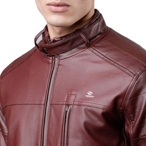 Men’s Premium Brown Leather <b>Jacket</b> <b>Slim</b> <b>Fit</b> Stand Collar Zipper Casual Biker Style Lightweight Fashion Outerwear <b>Jacket</b> - Product Image 6