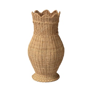 Sustainable Woven <b>Wicker</b> Natural Rattan Decorative <b>Vase</b> <b>Tall</b> Body Crown Top Handmade Interior Decor For Wholesale Bulk Orders - Product Image 1