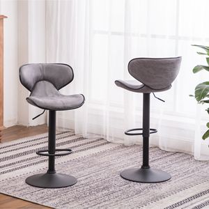 Masaccio Set di 2 tappezzeria grigio stagionato ponte aereo regolabile girevole sgabello con Base cromata - Product Image 3