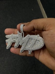 Colgante con Nombre Estilo Graffiti Iced Out, Plata de Ley 925, Diamante Moissanita, Hip Hop, Letra Personalizada Drip Charm - Product Image 5