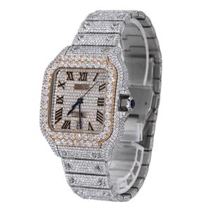 Reloj de Lujo con Cristales de Cuarzo Cuadrados VVS Moissanite, Estilo Hip Hop para Hombre, Ideal para Bodas y Fiestas en India - Product Image 3