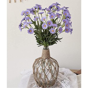 Jarrón de Vidrio con Red de Yute Hecha a Mano, Estilo Boho Costero, Envuelto en Cuerda, Florero Rústico de Ratán para Decoración de Mesa de Boda o Hogar - Product Image 2