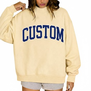 Sweat-shirt décontracté à col montant imprimé avec logo personnalisé, épaules tombantes unies, respirant, automne-hiver, conception OEM - Product Image 1