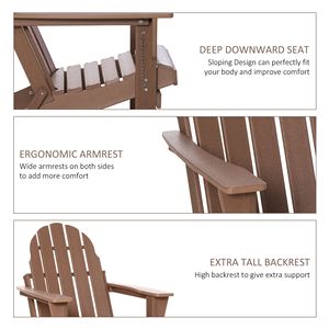 Sedia Adirondack Pieghevole per Tutte le Stagioni in HDPE Marrone per Patio e Spiaggia - Product Image 5
