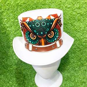 หมวกหนังสีขาวทำมือคุณภาพพรีเมียม ดีไซน์นกฮูก สำหรับทุกเพศ ของขวัญสุดพิเศษ - Product Image 5