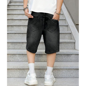 Shorts en jean délavé unisexe style streetwear vintage coupe ample en coton, vente en gros, personnalisable OEM - Product Image 2