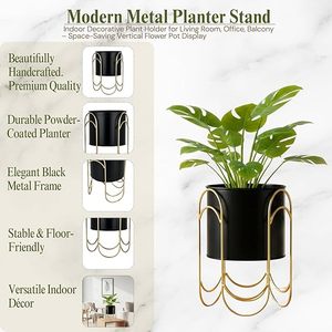 Minimalist Gold Plated Metal Flower Stand With Circular Design For Indoor Desk <b>Plant</b> Display - Product Image 6