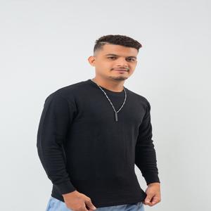 Camiseta térmica de invierno para hombre, transpirable, informal, 280 GSM, sin cuello, de color liso, de manga larga, de punto, de algodón elástico, cálida, para usar como capa base. - Product Image 3