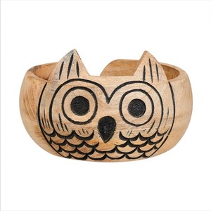 Cuenco de madera natural con forma de búho, hecho a mano, para guardar hilo, ganchillo y artículos de manualidades, venta al por mayor. - Product Image 1