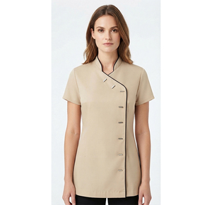FIQRA SPORTS Elegant Women <b>Scrub</b> <b>Sets</b> Denim Cotton Blends Hospital Use Spa Beauty Tunic Short Sleeve Workwear Needle Detection - Product Image 1