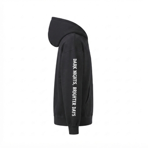 Sweat à capuche oversize noir pour homme avec logo imprimé sur le devant et poche, style streetwear, en coton French Terry, coupe classique, pour l'automne - Product Image 4