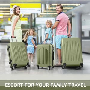 FCH 3-in-1 Gray Green Curved Vertical Stripe Trolley Case Practical 3-in-1 Luggage Set - Product Image 2