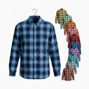 Chemise à carreaux en flanelle à manches longues, boutonnée, décontractée, à motif imprimé personnalisé, style streetwear pour fêtes en extérieur et pour le travail - Product Image 1