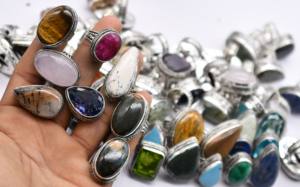 50 Anillos de Plata de Ley con Engaste de Bisel y Gema de Jaspe, Piedra Natural Facetada de Corte Ovalado, para Boda, Fiesta, Regalo - Product Image 5