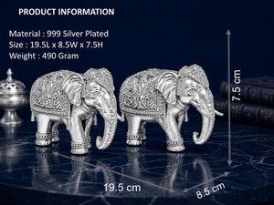 Par de Ídolos de Resina Hechos a Mano con Forma de Trompa de Elefante, Tradicionales Murtis de Elefante para Puja, D 19.5 8.5 7.5 cm 490 g, Arte Decorativo para Mesa del Hogar - Product Image 2