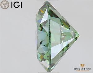 Diamant de laboratoire CVD de 1,50 carat avec certificat IGI, forme ronde de 7,36 mm, couleur vert vif fantaisie, clarté VS1, pour bague de fiançailles - Product Image 5