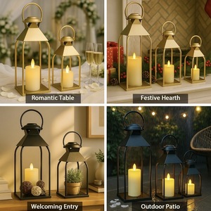Wholesale Trending Style <b>Black</b> Metal Candle Pillar Holder <b>Lanterns</b> for Home and Events Decorations - Product Image 6