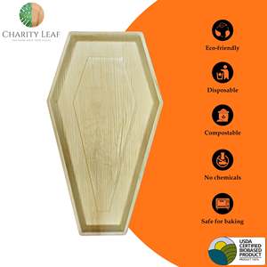 Vassoio a Forma di Bara in Foglie di Palma Naturale 56x30 cm - Elegante Stoviglie e Decorazione per Tavoli da Festa - Product Image 4