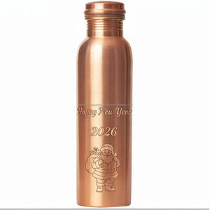32 oz Pure Copper Water Bottle Festive Copper Water Bottle - Happy New Year & Santa Engraving, OEM Accepted - Product Image 2
