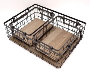 Set of 3 <b>Gold</b> & Black Cut Design Openwork Metal <b>Storage</b> <b>Baskets</b> with <b>Gold</b> Plating Etching Rectangular <b>Basket</b> - Product Image 6