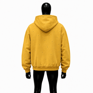 Sweat à capuche zippé doré pour homme – Qualité supérieure, coupe oversize, style streetwear, motif à petits pois, en polaire, décontracté, chaud, pour l'hiver - Product Image 2