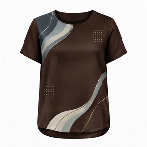 Camiseta de Manga Corta con Cuello Redondo para Mujer, Corte Regular, Color Sólido, Estilo Informal, para Todas las Temporadas - Product Image 6