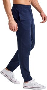 MOMENTUM <b>Men's</b> <b>Navy</b> Blue Elastic Waist Sweatpants Side Pockets Casual <b>Joggers</b> Knitted Breathable Lightweight Summer Style - Product Image 3