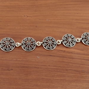 Pulsera de Plata de Ley 925 Vintage con Cuentas Florales, Acabado Oxidado, Sin Piedras Preciosas, Estilo Romántico, Regalo Diario para Mujer - Product Image 2