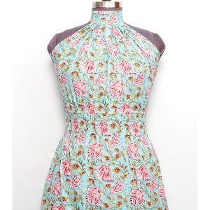 Robe longue décontractée en coton à imprimé floral tropical pour femme, style bohème, col halter, respirante, idéale pour l'été, la plage et les vacances – Grande Vente - Product Image 2