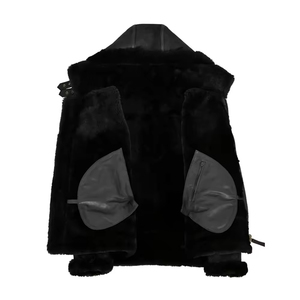 Veste en cuir aviateur B3 noire pour homme, en peau de mouton, style RAF, avec capuche en fourrure noire - Product Image 2