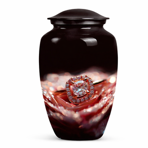 Beautiful Diamond <b>Ring</b> Memorial Metal Brass/Aluminum Cremation Urn for Adults Human Funeral Ashes - Product Image 1