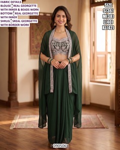 Ensemble de fête Lehenga Choli pour femme en Georgette traditionnelle Pastel Whisper, longueur ras du sol, séchage rapide - Product Image 1