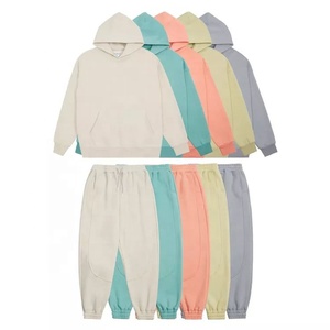 Conjunto de chándal unisex de forro polar de Algodón 100% con logotipo personalizado, ropa informal de manga larga para hombre, chándales de verano de talla grande - Product Image 5