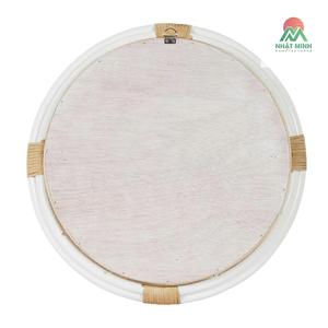 กระจกทรงกลมทำจากหวายสีขาว.. กระจกติดผนังสำหรับห้องนั่งเล่น ห้องนอน หรือทางเดิน กระจกมองเต็มตัว - Product Image 5