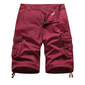 Shorts cargo noirs pour hommes, taille mi-haute, couleur unie, en toile, décontractés, avec poches et cordon de serrage - Product Image 4