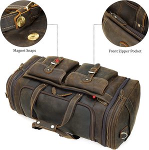 Vintage Comfort Genuine <b>Leather</b> Duffle <b>Bag</b> for Men Women Fashionable Gym Sports Travel <b>Bag</b> with Two Front Pockets Candy Pattern. - Product Image 2