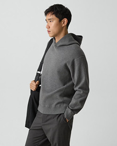 Sudadera con Capucha de Punto Casual para Hombre de Alta Calidad, Color Gris Sólido, Anti-Pilling, Corte Regular, Moda Otoño Invierno - Product Image 2