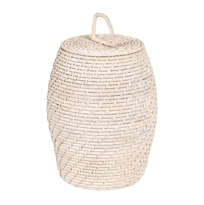 Panier de rangement en rotin naturel fait main avec poignées, grand panier à linge, organisateur pour la maison - Product Image 1