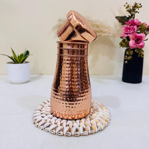 100% Pure Hammered Copper <b>Water</b> <b>Bottle</b> Glossy Copper Finish Handmade <b>Metal</b> Reusable Drinking <b>Bottle</b> - Product Image 1