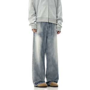 Pantalones Holgados Personalizados para Hombre, Jeans Anchos de Alta Calidad, Estilo Urbano, Tallas Grandes, Jeans Holgados Lavados para Hombre - Product Image 2