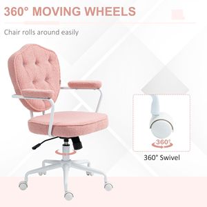 Sedia da Ufficio Ergonomica Girevole in Nylon Rosa con Pannelli Trapuntati in Pile Teddy Bear per Dirigenti - Product Image 6