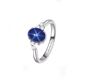 Bague en saphir étoilé pour femme, bague Lindy en saphir étoilé, argent sterling 925, bague à 6 étoiles en saphir pour femme, bijoux de mariée pour cadeau - Product Image 3