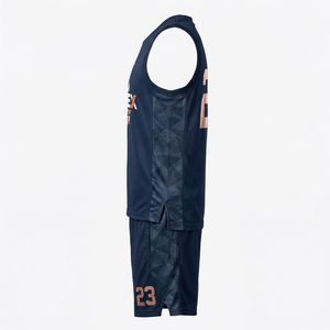 Uniforme de Baloncesto Antibacterial 100% Poliéster sin Mangas para Hombre y Mujer, Personalizado con Sublimación, Uniforme de Equipo Universitario - Product Image 3