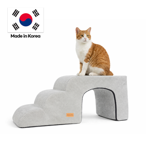 [AllmioPet] Escaleras para Mascotas de Baja Altura, 3 Peldaños, Gris AMP C3 GR, Estilo Cueva 3 en 1 para Interiores, Escalones para Perros, Gatos y Mascotas Pequeñas, Antideslizantes, con Funda Lavable - Product Image 1