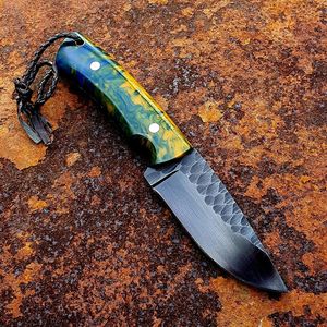 Damascus Hunting Knife Outdoor Utility Industrial Grade OEM Compact Fixed Blade Resin Handle Wholesale Gift Dad - Product Image 1