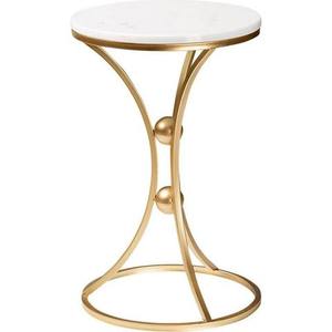 Table basse pour salon, design standard, table d'appoint en métal finition dorée, plateau arrondi, table à café de qualité supérieure - Product Image 1